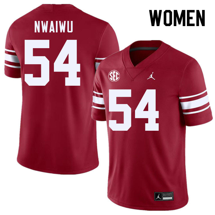 Women #54 Febechi Nwaiwu Oklahoma Sooners 2024 SEC Conference College Football Jerseys-Throwback